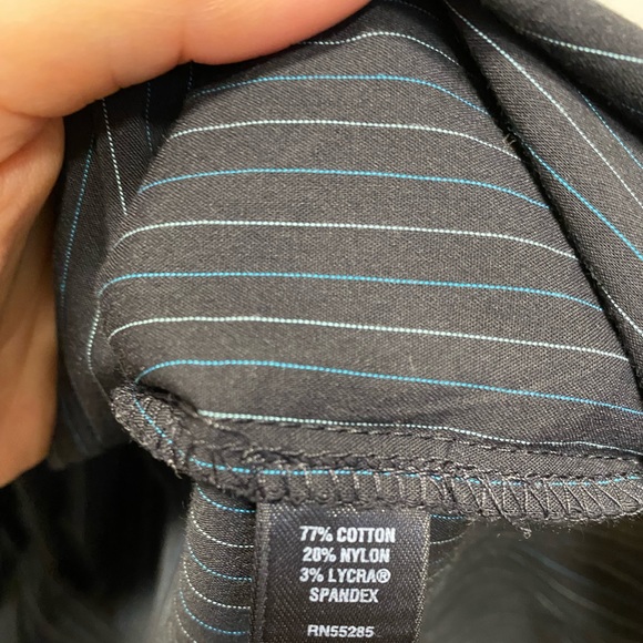 Pinstripe Wrap Office Dress with Cap Sleeve - Picture 5 of 5